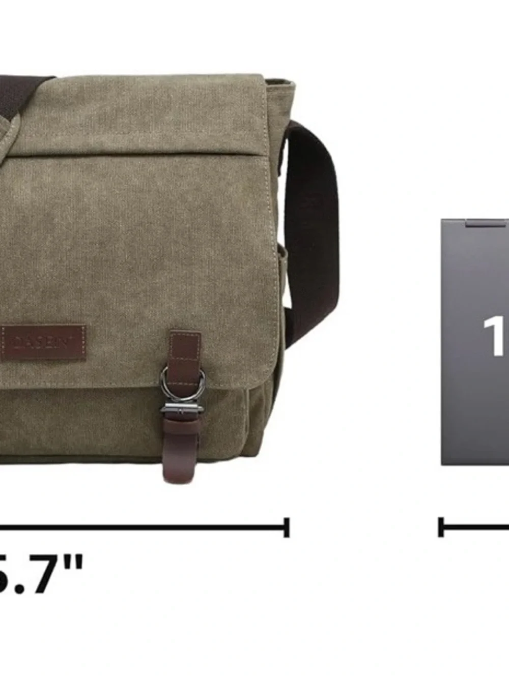 Dasein Large Vintage Canvas Messenger Shoulder Bag Army Green Crossbody Laptop
